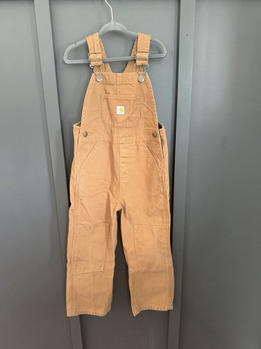 Carhartt Kid OX8609-B Brown Duck Bib Overalls for Boys Size 4T Cotton Canvas